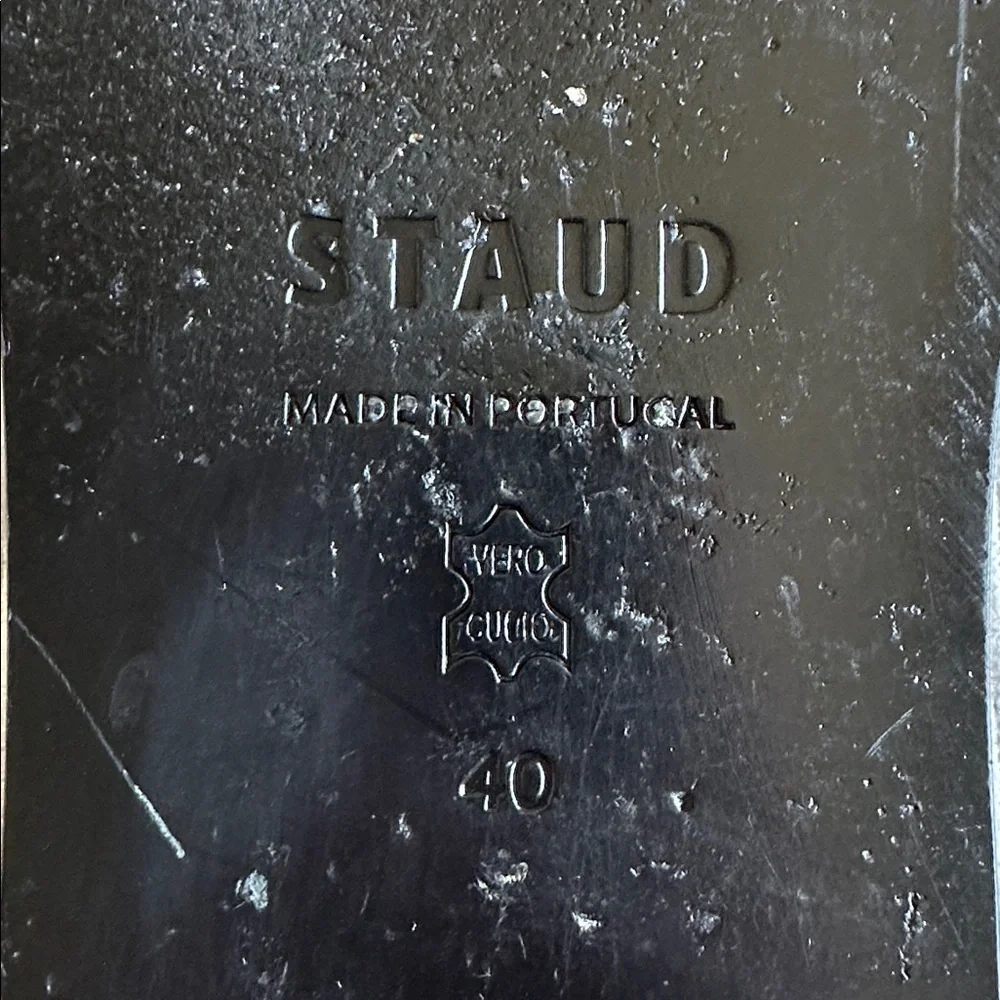 STAUD Black Nina Ruched Slide Slip On Leather Sandal Made in Portugal, Size 9 - Picture 9 of 14